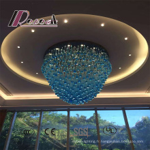 Grand lustre en cristal décoratif moderne d&#39;hôtel de style bleu